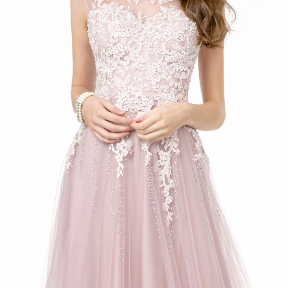 Mesh Scoop Neck Long Dress GSGL2886 - Picture 3 of 5